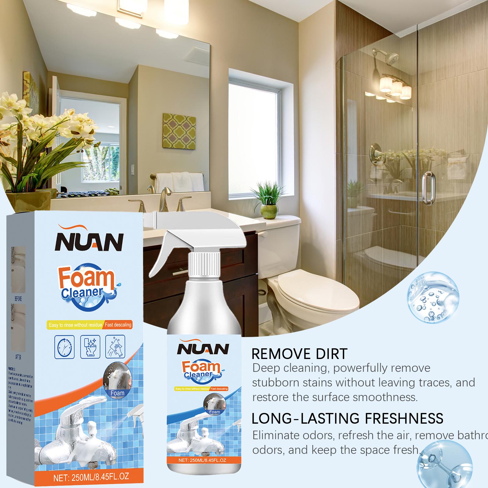 Deep Cleaning Bathroom Foam Spray – Targets Tough Stains, Limescale & Grime on Glass, Ceramic, Metal & Plastic! Use It on Bathtubs, Showers, Toilet Areas & More. Leaves Surfaces Gleaming!