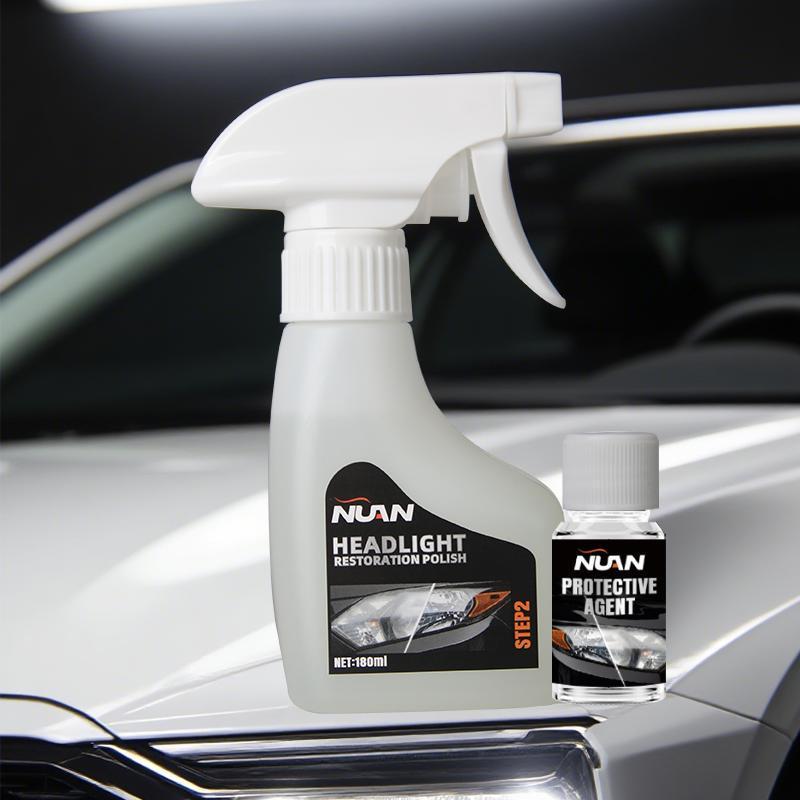 Car headlight refurbishment artifact with yellow scratch repair coating set, UV protection, long-lasting anti fog.