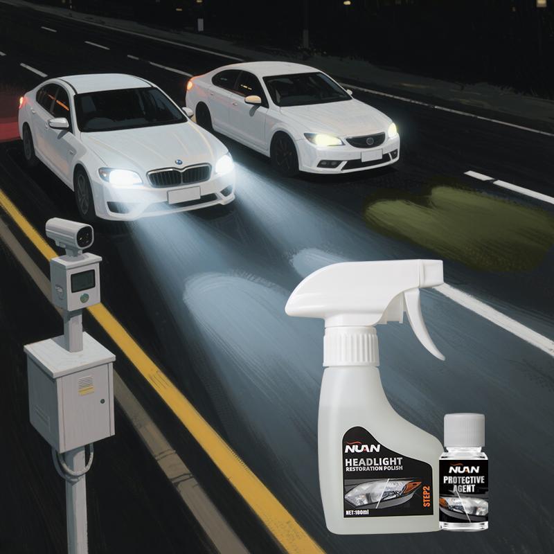 Car headlight refurbishment artifact with yellow scratch repair coating set, UV protection, long-lasting anti fog.