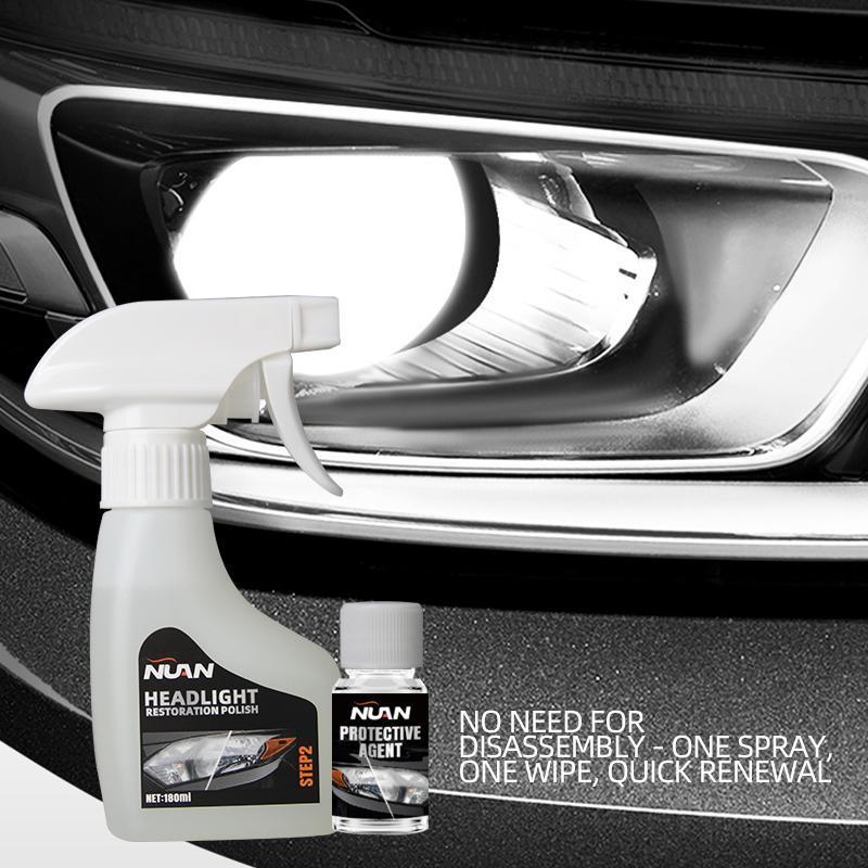 Car headlight refurbishment artifact with yellow scratch repair coating set, UV protection, long-lasting anti fog.